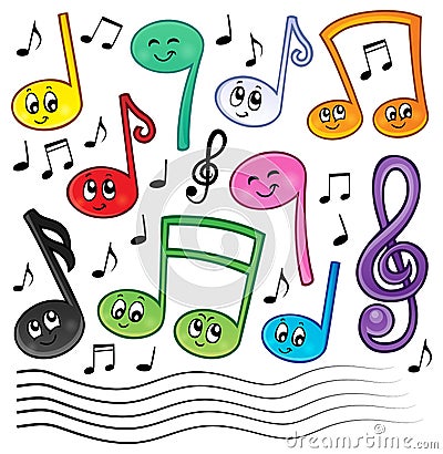 Cartoon music notes theme image 1 Vector Illustration