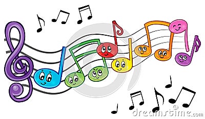 Cartoon music notes theme image 2 Vector Illustration