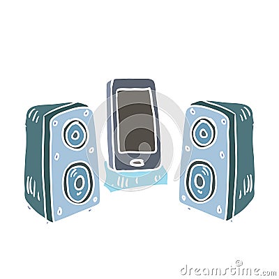 Cartoon music phone illustration Vector Illustration