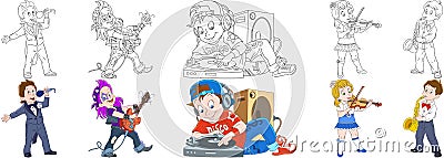 Cartoon musical professions set Vector Illustration