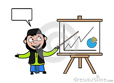 Cartoon Muslim Man with Presentation Baord Stock Photo