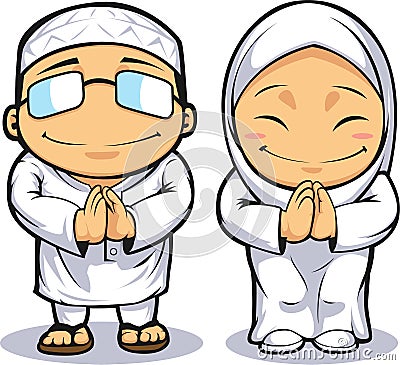 Cartoon of Muslim Man & Woman Vector Illustration