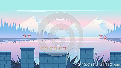 Cartoon Nature Landscape , seamless background for games mobile applications and computers. illustration for your design Vector Illustration