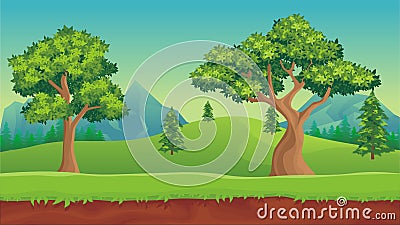 Nature landscape, cartoon game background Stock Photo