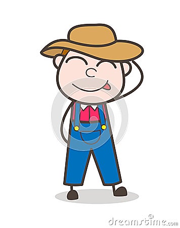 Cartoon Naughty Boy Blushing and Smiling Vector Stock Photo