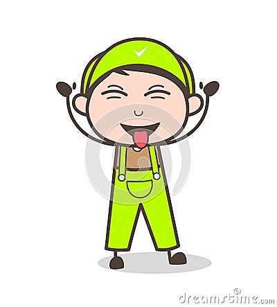 Cartoon Naughty Boy Face with Stuck-Out Tongue Vector Illustration Stock Photo