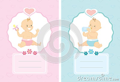 Cartoon new born card. Vector Illustration