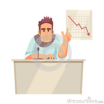 Cartoon News Anchor Vector Illustration