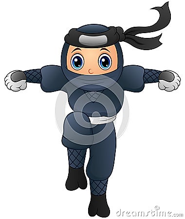 Cartoon ninja running Vector Illustration