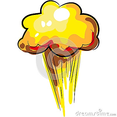 Cartoon nuclear mushroom cloud isolated vector icon Vector Illustration