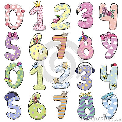 Cartoon Numbers isolated on a white background Vector Illustration