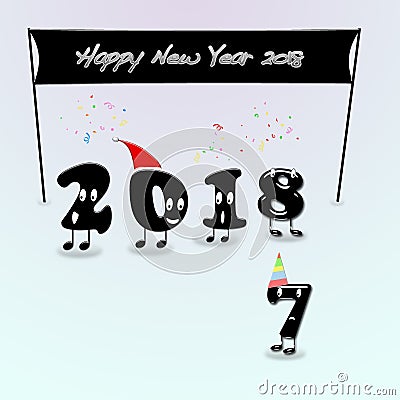 Animated numerals of 2018 year congratulating with new year. Stock Photo