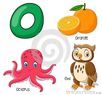 Cartoon O alphabet Vector Illustration