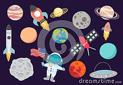 Cartoon object rocket collection.Vector illustration for icon,logo,sticker,printable,postcard and invitation Vector Illustration