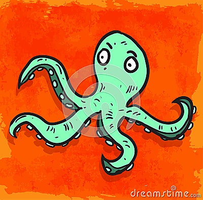 Cartoon octopus illustration , vector icon Vector Illustration