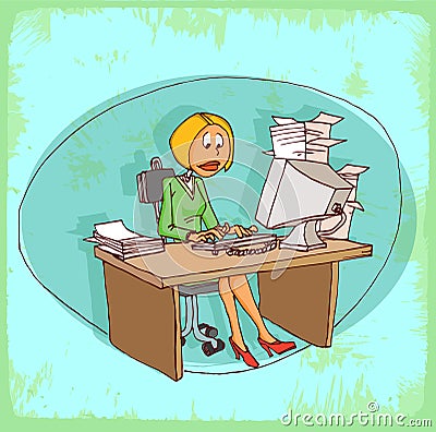 Cartoon office secretary illustration , vector icon. Vector Illustration