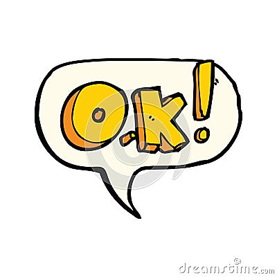 cartoon OK symbol with speech bubble Stock Photo