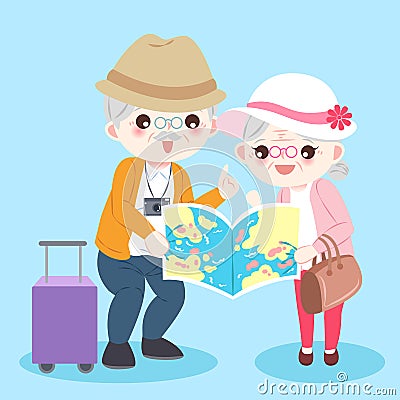 Cartoon old couple Vector Illustration