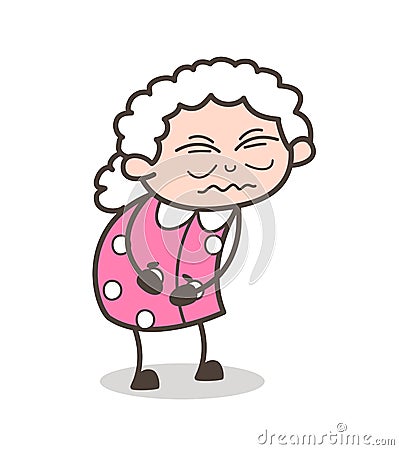 Cartoon Old Grandma Having Pain Vector Illustration Stock Photo