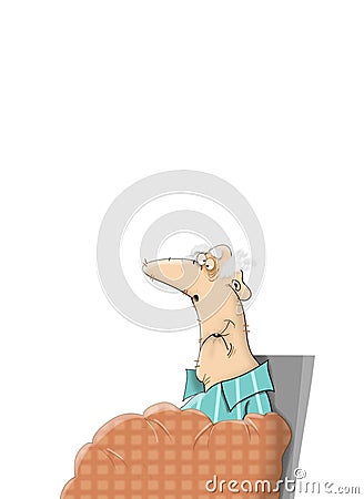 Cartoon of old man in pyjamas in nursing home Stock Photo