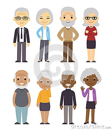 Cartoon old people set Vector Illustration