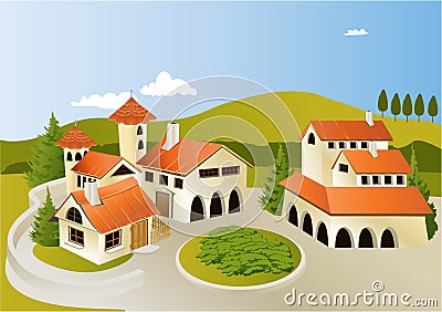 Cartoon Old Town Stock Images - Image: 15882904