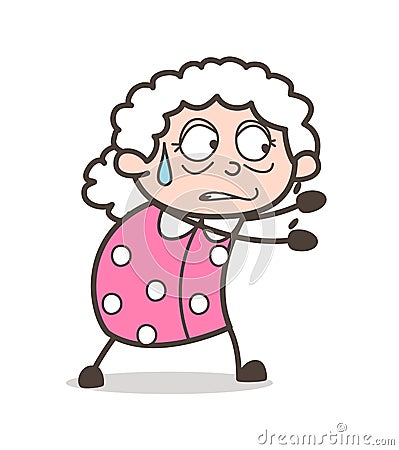 Cartoon Old Woman Running and Trying to Catch Vector Illustration Stock Photo