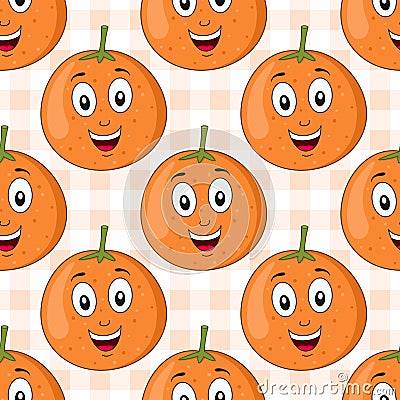 Cartoon Orange Fruit Seamless Pattern Vector Illustration