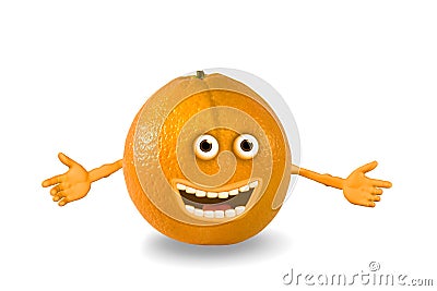 Cartoon orange. Objects over white. Stock Photo