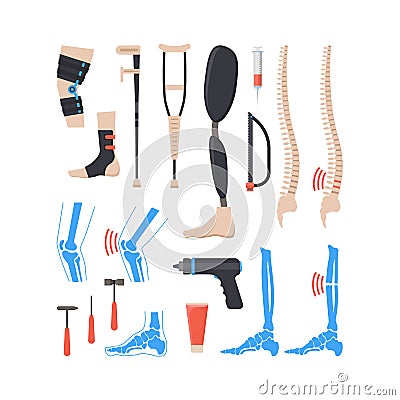 Cartoon Orthopedic Elements Set. Vector Vector Illustration