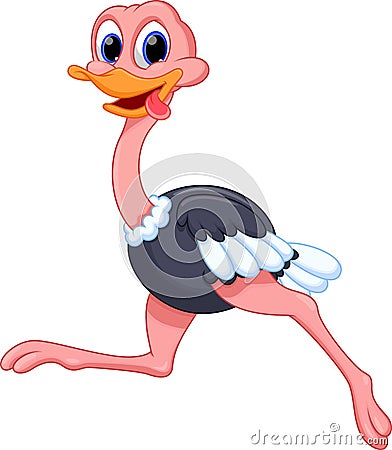 Cartoon ostrich running Stock Photo