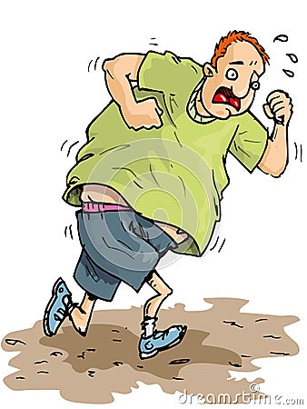 Cartoon of overweight runner Vector Illustration