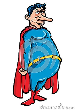 Cartoon of overweight superhero Vector Illustration