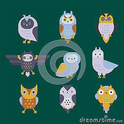 Cartoon owl bird cute character symbol sleep sweet owlet vector illustration. Vector Illustration