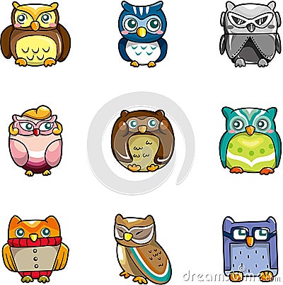 Cartoon owls icon Vector Illustration
