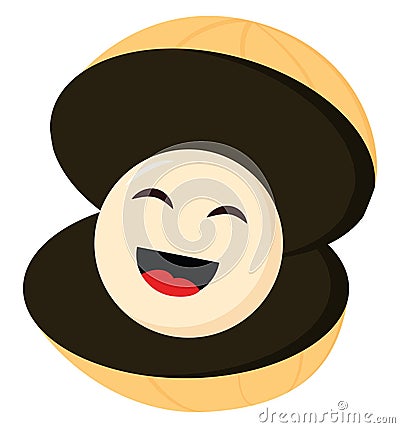 A cartoon oyster with a laughing pearl vector or color illustration Vector Illustration