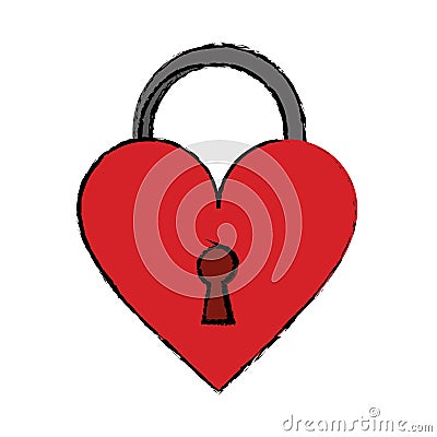 Cartoon padlock shaped heart loved Vector Illustration