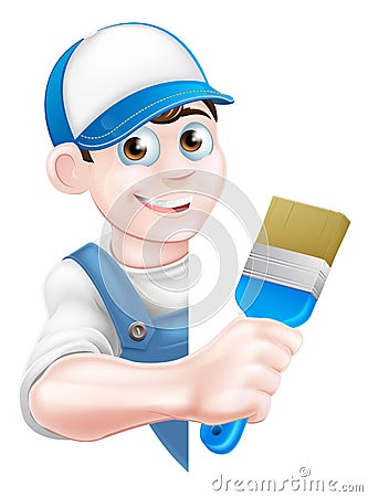 Cartoon Painter Decorator Vector Illustration