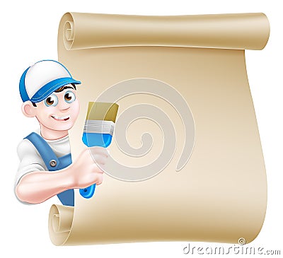 Cartoon Painter Decorator Sign Vector Illustration