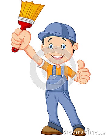 Cartoon painter giving thumb up Vector Illustration