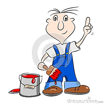 A cartoon painter handyman Vector Illustration