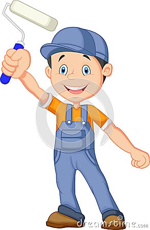 Cartoon painter waving hand Vector Illustration