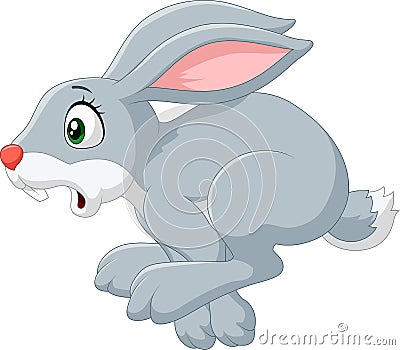 Cartoon panic bunny running isolated on white background Vector Illustration