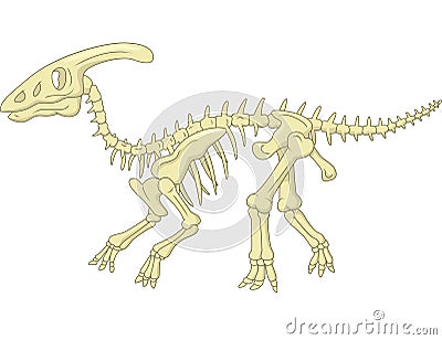 Cartoon Parasaurolophus skeleton Vector Illustration