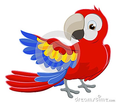 Cartoon Parrot Character Vector Illustration