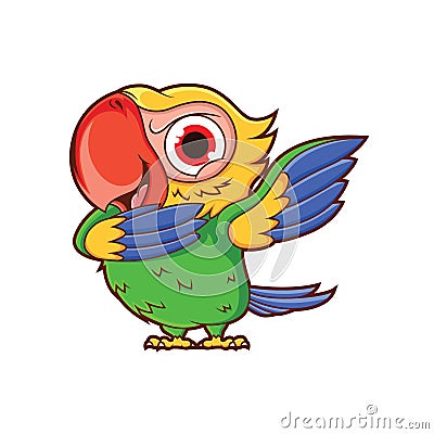 cartoon parrot dubbing with a funny bold expression Stock Photo