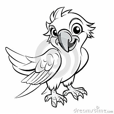 Colorful Cartoon Parrot Coloring Page For Kids Cartoon Illustration