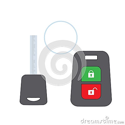 Cartoon parts of Car key isolated on white background Vector Illustration