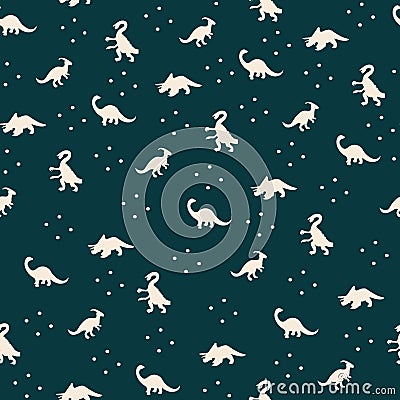 Cartoon Pattern of colorful different dinosaur Vector Illustration