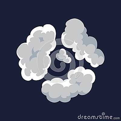 Cartoon pattern of smoke cloud. Bomb blast. Comic vector fog puff. Steam cloud, watery vapour or dust explosion element Vector Illustration